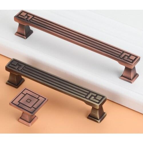 Chinese Style Blue/red Bronze Handle European Style Cabinet Wardrobe Handle Modern Drawer Door Handle Small Furniture Handle