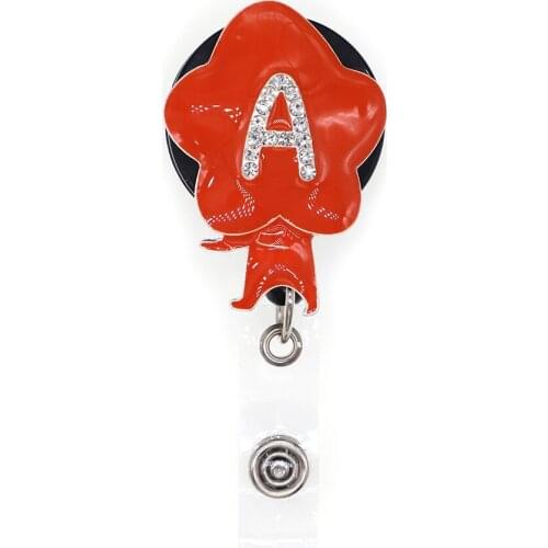 Mix Styles Different blood type Red Enamel Rhinestone Nurse Retractable Badge Holder Pull Reel