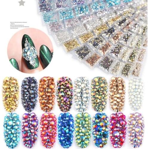 Swarovsky 1728Pcs SS4-SS16 AB Crystal Rhinestone Diamond Gem 3D Glitter Nail Art Decoration Beauty