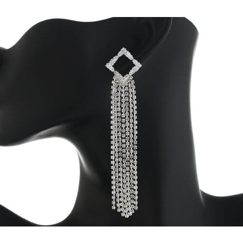 High Quality tassel imported luxury crystal Long Drop Earrings Fashion Jewelry For Women Wedding party Jewelry Best Gift E762