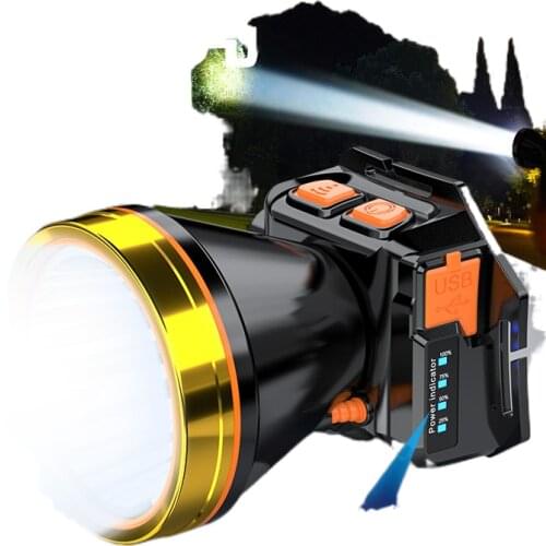 Bright yellow LED headlamp glare charge sensing head mounted xenon lamp waterproof flashlight fishing Yediao