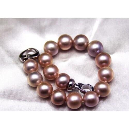 Selling Jewelry>>> 13-15mm south sea round gold pink multicolor pearl bracelet7.5-8inch 925s