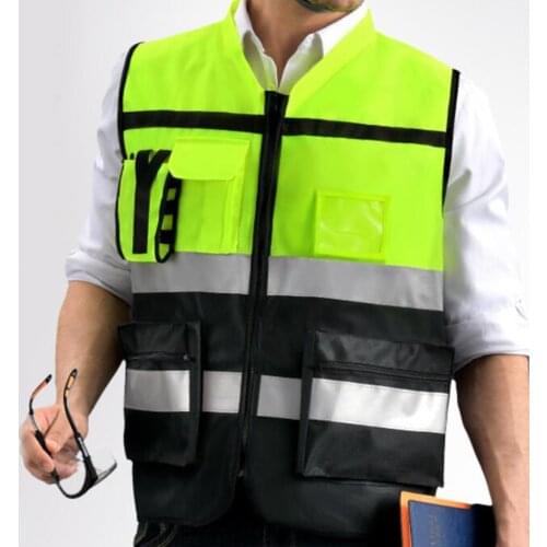 Reflective Safety Vest Without Sleeves with Yellow F Yellow Zip