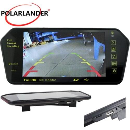 Wholesale TFT LCD LED Screen In Car 7" Inch Rearview Mirror Media Player FM Transmitter Bluetooth Hands Free Kit Reverse Parking