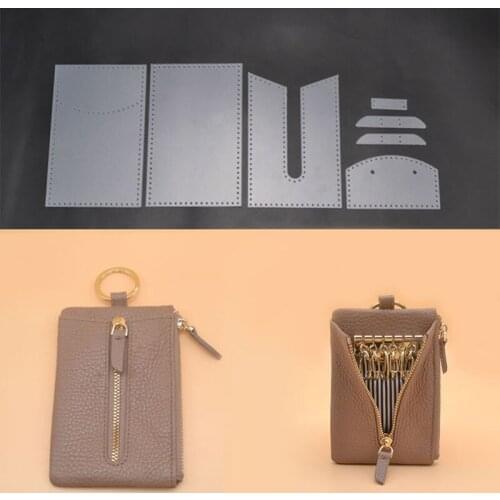 1 Set PVC Stencil Template DIY Key Ring Zipper Bag Sewing Pattern Handmade Leather Craft Tool Set 11.8x7.8cm
