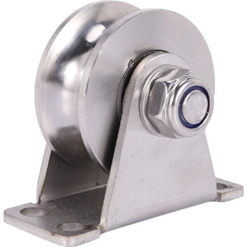 1Pack U-Type Stainless Steel Pulley Block Mute Bearings Groove Sliding Roller Track Wheel