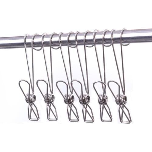 10pcs Clothes Pegs with Hook Stainless Steel Towel Clip Laundry Pins Windproof Clothespin Laundry Hangers organizador de ropa