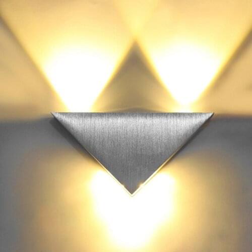 10X Led Wall Lamp 3W Aluminum Body Triangle Wall Light For Bedroom Home Lighting Luminaire Bathroom Light Fixture Wall Sconce