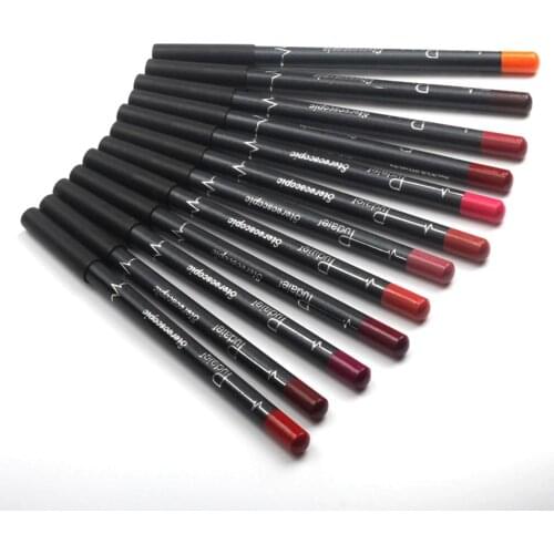 12Pcs Professional Waterproof Lipliner Pencil Smooth Natural Lip Liner Pen Lip Long Lasting Moisturizer Cosmetic Makeup