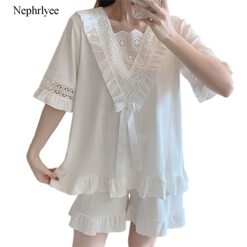 2021 New Arrival Pajama Sets For Women Short Sleeve Sleepwear Cute Girls Cotton Pyjama Homewear Pijama Mujer Home Clothes SLP251