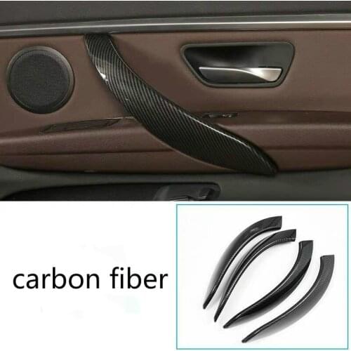 4pcs Carbon Look Interior Door Handle Cover Trim For BMW 3 Series F30 F31 2013-2017 GT F34 14-17 & 4 Series F35 F36 15-17