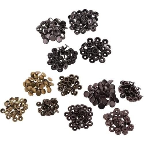 90 Sets Metal Snap Buttons Press Stud Popper Fasteners 12.5mm 15mm Round for Leather Clothes Bags Sewing Accessories