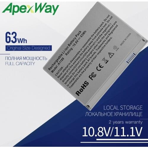 ApexWay 10.8V 68Wh A1189 A1151 A1229 A1261 Rechargeable Laptop Battery for Apple MacBook Pro17 InchMA092 MA611 MA897J / UM MB166