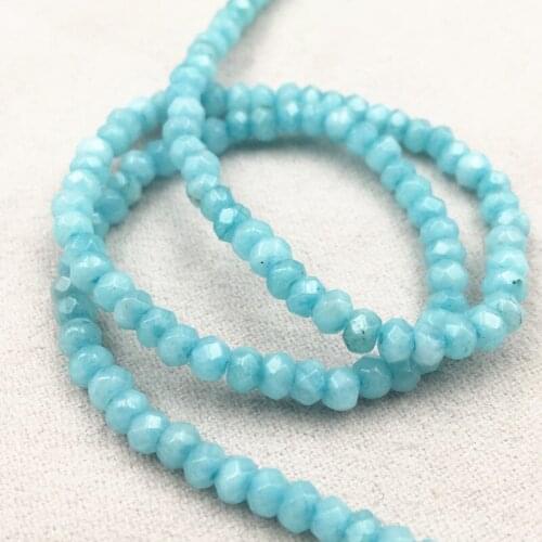 Natural Stone Blue Amazonite Faceted Abacus Beads 2X4mm Loose Beads for Jewelry Making Amazon DIY Bracelet Necklace 14inch A148
