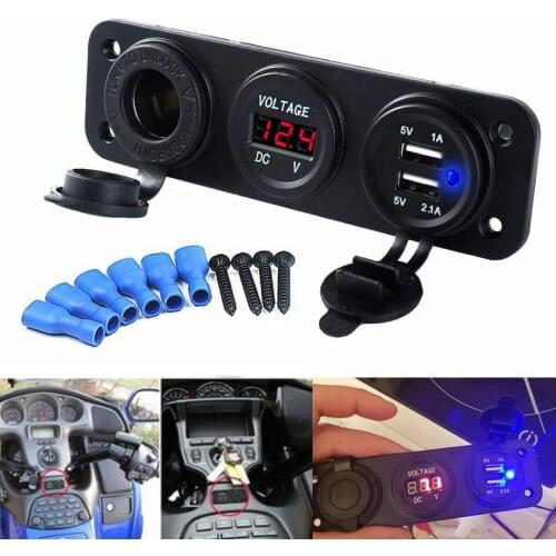 DC 12/24V Car Motorcycle Boat Charger Plug 4.2A Dual USB Adapter Digital Voltmeter Phone Charging Socket