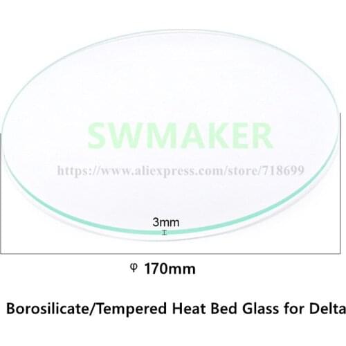 SWMAKER DIY Delta Kossel 3D Printer Diameter 170mm round borosilicate/high tempered glass plate, 3mm Thickness Free shipping