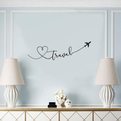 Travel theme wall sticker Art font bedroom living room decoration Decals wallpaper Hand carved home background stickers