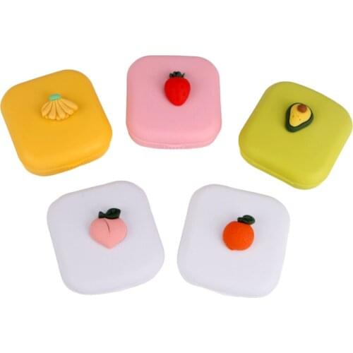 Fruit Colored Contact Lens Mini Plastic Colorful Reflective Travel Holder Container Storage Soaking Box Case чехол для очков