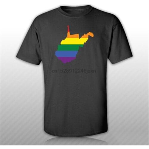 West Virginia State Shaped Gay Pride Rainbow Flag T-Shirt Tee Shirt Lgbt Wv Free Style Tee Shirt