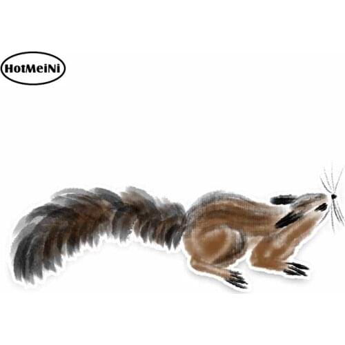 HotMeiNi 5cm x 13cm Cartoon Ink Animal Squirrel Reflective Car Sticker Decals