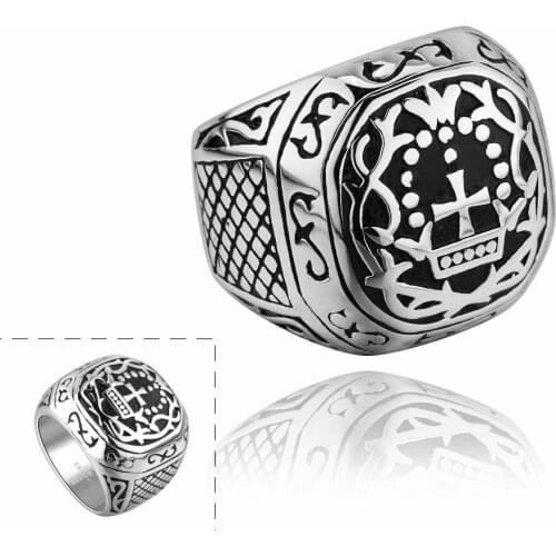 Big Mens CZ Zirconia Ring with rhinestone cross Stainless Steel Fashion Ring Man fast shipping Size 7 8 9 GMYR021