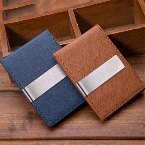 Creative PU leather Men Card Holder Money Bags Metal Detachable Stainless Steel Clip Wallets Slim Clamps Card Wallet