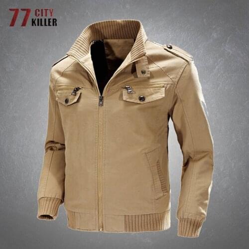 Casual Cargo Jacket Men Comfortable Breathable Multiple Pockets Slim Cotton Jackets Male Commute Training Military Mens Coats