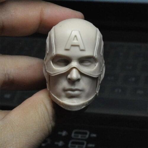 1/6 Scale Captain Steve Unpainted Head Models Battle Helmet Version for 12''Figures Body DIY