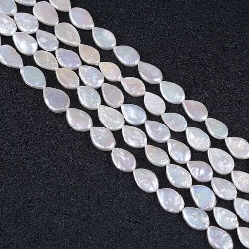 Natural 9*13mm White Drop Irregular Pearl strand