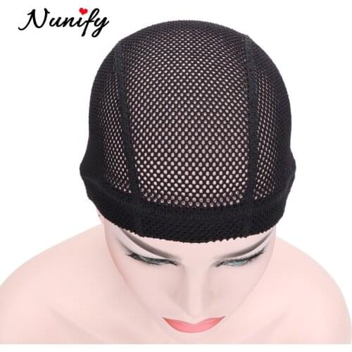 Cheap 1Pcs/Lot Nunify Big Hole Breathable Mesh Dome Cap For Making Wigs Elastic Braid Wig Cap Comfortable Wig Base Net