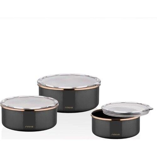 Neva N2775 Sweet Premium Dark 3 pcs Enamel Storage Bowl