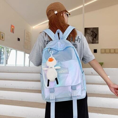 New Trendy Backpack Fashionable School Bag for Teenage Girls Large Capacity Preppy Style Doll Pendant Rucksack Lovely Backpack