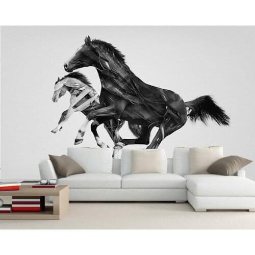 Papel de parede 3d Black and white abstract horse 3d wallpaper,living room tv sofa wall bedroom mural wall papers home decor