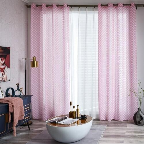 FMH Sheer Windows Curtains for living room bedroom faux linen Tull checks with tiebacks grommets or hooks sold as 1panel