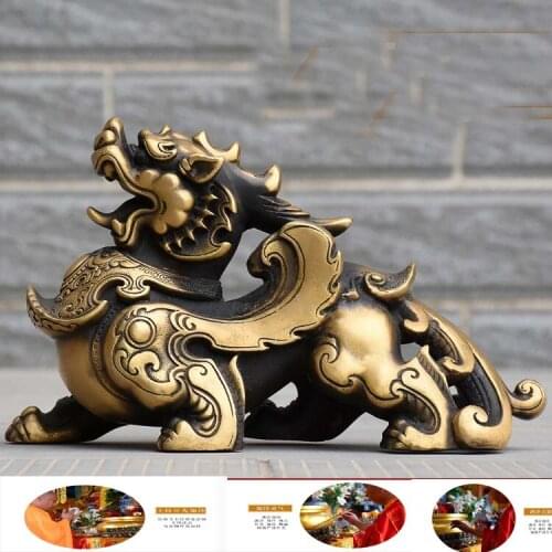 A Pair 2PCS 2021 Home store Company SHOP talisman Bring wealth money GOOD LUCK Dragon PI XIU BRONZE Sculpture FENG SHUI Statue