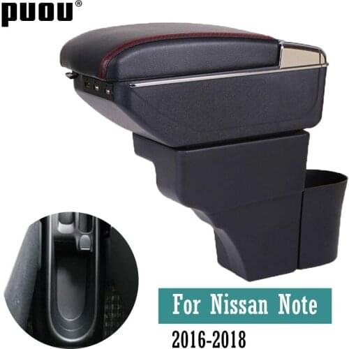 Armrest For Nissan Note 16-18 USB Charging Double layer heighten central Store content Storage box with Ashtray Cup holder acces