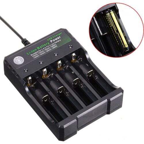 Portable 4 slot 3.7V Li-ion Battery Charger USB Fast Charges Dock for 14500 16340 16650 14650 18350 Batteries charge Accessories