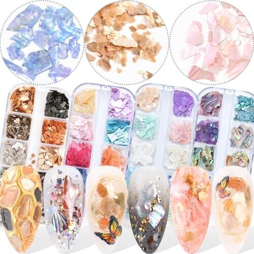 Irregular Abalone Shell Natural Rhinestone 3D Gradient Broken Shell Flakes Marble Stone Mica Slice Gem Nail Art Decoration SAYM