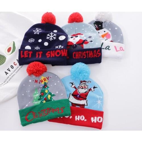 Christmas Santa Hat Knitted Woolen Yarn Hat Warm Decoration Knitted Woolen Caps Clothes Newborn Warm Christmas Hat