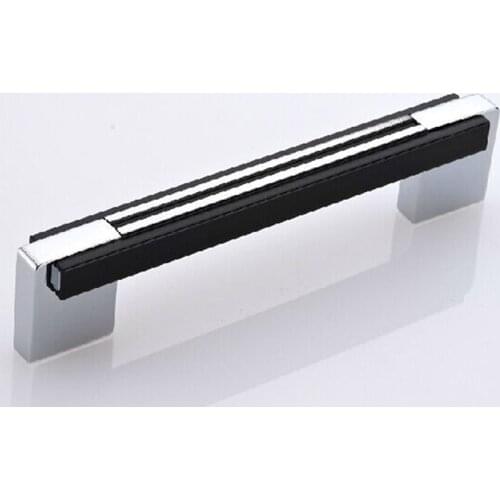 96mm modern fashion black kitchen cabinet handle shiny silver dresser pull chrome drawer cupbord furniture door handle knob