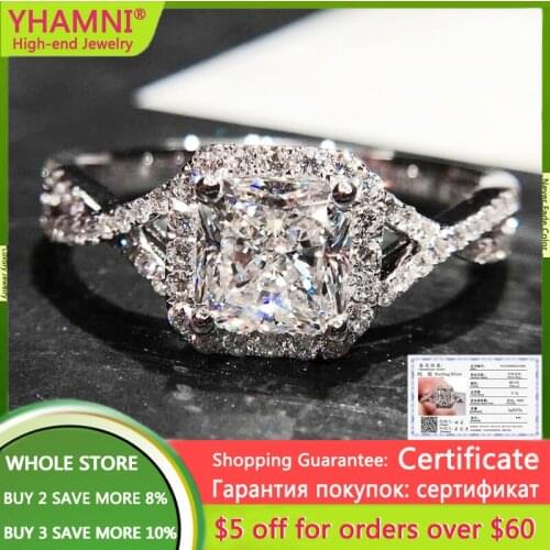 With Certificate Princess Rings For Women 925 Solid Silver Square Cubic Zirconia Ring Bridal Wedding Fine Jewelry Drop Shipping