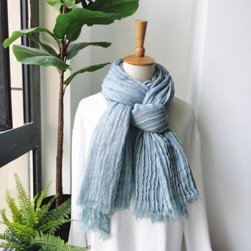 American Japanese Unisex Style Winter Scarf Cotton And Linen Solider Color Long womens Scarves Shawl Vintage Warm Men Scarf