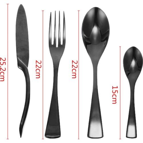 4pcs/set Black Gold Plating Cutlery Stainless Steel Black Dinnerware Cutlery Fork Spoon Knives Teaspoon Set