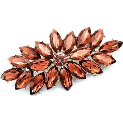 Vintage Style Rhodium Silver Tone Lilac Glass Marquise Crystal Diamante Brooch Gifts