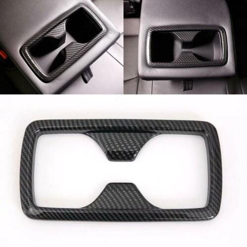 1PCS ABS Carbon Interior Rear Armrest Water Cup Holder Frame Cover Trim For Toyota RAV4 2019