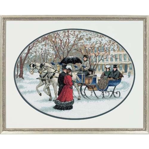 Top Quality Beautiful Lovely Counted Cross Stitch Kit Winter Impressions Snow Street Carriage Coach Cab dim 35053