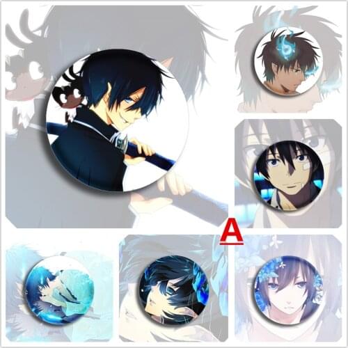 Anime JBlue Exorcist Okumura Yukio Rin Cute Badges Pin 6 Pieces Schoolbag Backpack Decorate 5.8CM(2.3")