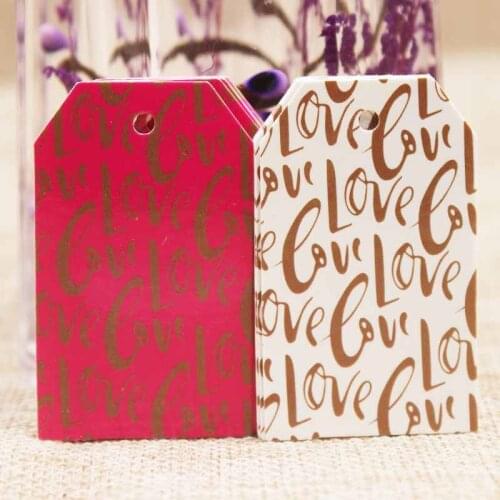 Zerong Jewelry gold foil love design wedding tag card mutli styles paper gift tag card heart shape love bag hang tag card 100pc