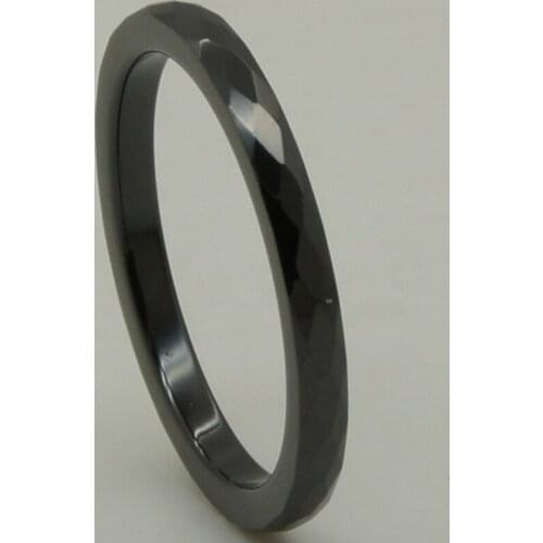 Women/girl fashion slim rare 2mm width difficult facet black color hi tech scratch proof ceramic ring 1pc