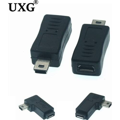 1PC Black Micro USB Female to Mini USB Male Adapter Charger Converter Adaptor Drop 90 Degree Left & Right Angled